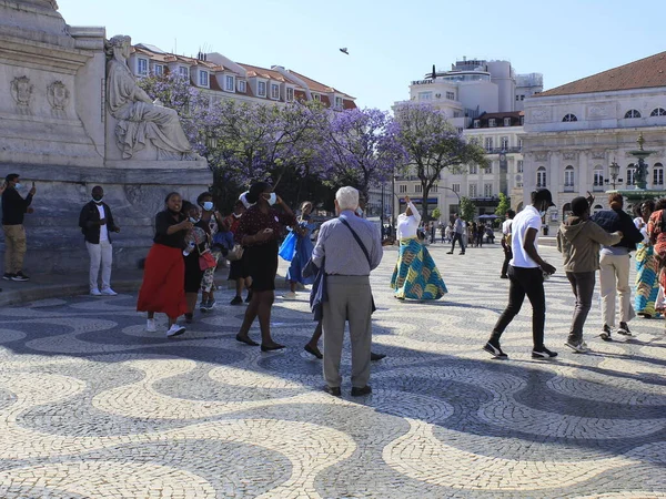 Reabertura Turismo Lisboa Maio 2021 Lisboa Portugal Movimento Pessoas Jardim — Fotografia de Stock