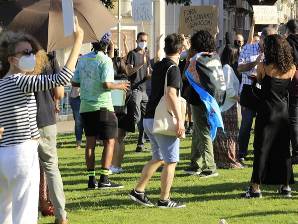 Manifestazione Contro Presidente Del Brasile Jair Bolsonaro Lisbona Portogallo Maggio — Foto Stock