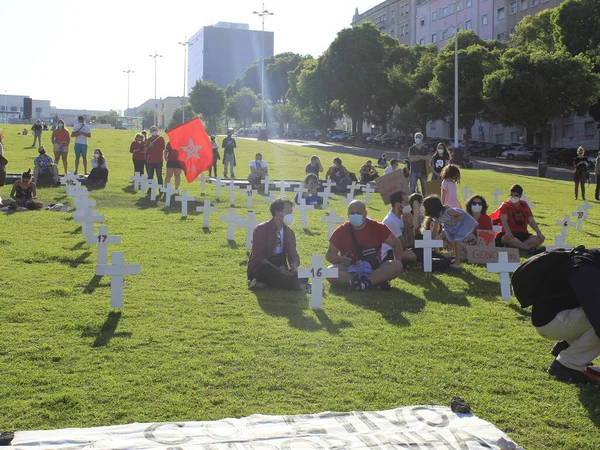 Manifestazione Contro Presidente Del Brasile Jair Bolsonaro Lisbona Portogallo Maggio — Foto Stock