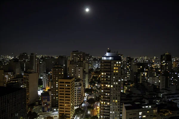 Pleine Lune Vue Centre Ville Sao Paulo Mai 2021 Sao — Photo