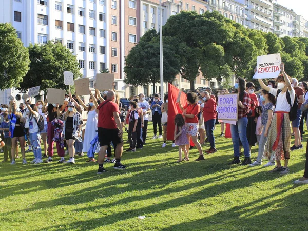 Demonstrace Proti Brazilskému Prezidentovi Jairovi Bolsonarovi Lisabonu Portugalsko Května 2021 — Stock fotografie