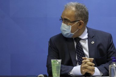 Brezilya 'da Annelik Ölümünü Azaltma Günü' ne ciddi bir gönderme. 31 Mayıs 2021, Sao Paulo, Brezilya: Bolsonaro Hükümeti Sağlık Bakanı Marcelo Queiroga, Ulusal Azaltma Günü 'ne Katılıyor 