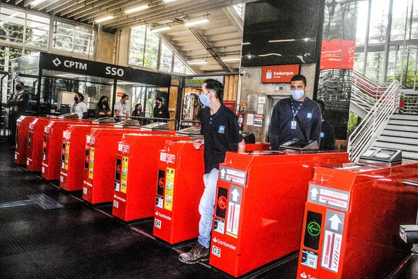 Sao Paulo Valisi Joao Doria Vila Olimpia Nın Sürdürülebilir Tren — Stok fotoğraf