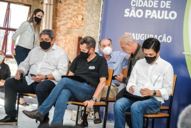 Sao Paulo Belediye Başkanı Ricardo Nunes Bruno Covas Yeşil Yenilik Merkezi 'ni açıyor. 5 Haziran, Sao Paulo, Brezilya: Sao Paulo Belediye Başkanı Ricardo Nunes, Bruno Covas Yeşil Sampa Yenilik Merkezi 'nin açılış töreninde