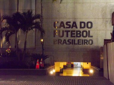 Brezilya Futbol Konfederasyonu cephesi. 7 Haziran 2021, Rio de Janeiro, Brezilya: Rio de Janeiro 'nun batısındaki Barra da Tijuca' da CBF (Brezilya Futbol Konfederasyonu) cephesi, Pazartesi (7))