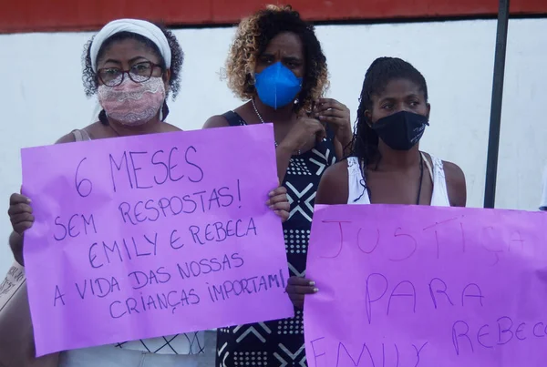 Movimentos Sociais Protestam Duque Caxias Pela Morte Duas Crianças Vítimas — Fotografia de Stock