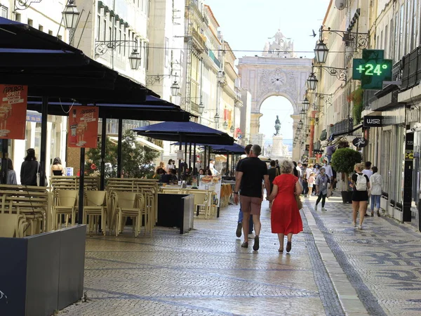 Intenso Movimiento Personas Lisboa Durante Las Vacaciones Corpus Christi Junio — Foto de Stock