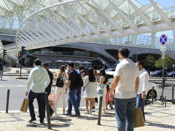 Közlekedés Lisszabonban Oriente Metróállomás 2021 Június Lisszabon Portugália View Oriente — Stock Fotó