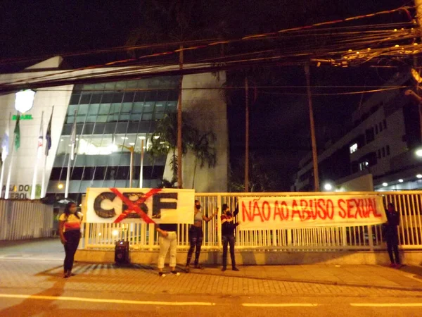 Protesto Frente Confederação Brasileira Futebol Contra Presidente Rogério Caboclo Junho — Fotografia de Stock