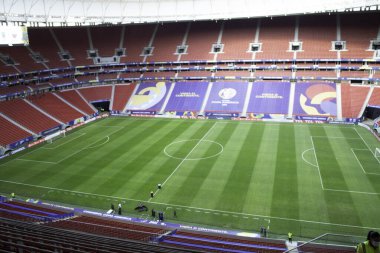 13 Haziran 2021, Brezilya: Brezilya 'nın Brasilia kentinde 13 Haziran Pazar günü Brezilya ile Venezuela arasında oynanacak Amerika Futbol Kupası açılış maçına ev sahipliği yapacak Mane Garrincha stadyumunun görüntüsü