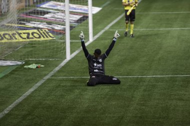 Brezilya Futbol Kupası: Palmeiras ve CRB-AL. 9 Haziran 2021, Sao Paulo, Brezilya: ABC-RN oyuncuları penaltılarda zaferi kutluyorlar. Brezilya Futbol Kupası 'nın üçüncü etabı için geçerli olan Palmeiras ve CRB-AL arasındaki futbol maçı Allianz Parque Stadyumu' nda yapıldı.