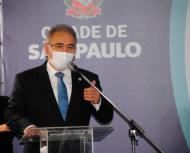 Sao Paulo 'daki Guarapiranga Hastanesi' nde yeni Covid-19 yataklarının açılışı. 11 Haziran 2021, Sao Paulo, Brezilya: Sağlık Bakanı Marcelo Queiroga, Guarapiranga Şehir Hastanesi 'nde 65 yeni Covid-19 yatağının teslimatına katıldı. 