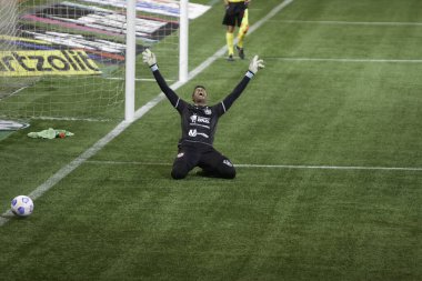 Brezilya Futbol Kupası: Palmeiras ve CRB-AL. 9 Haziran 2021, Sao Paulo, Brezilya: ABC-RN oyuncuları penaltılarda zaferi kutluyorlar. Brezilya Futbol Kupası 'nın üçüncü etabı için geçerli olan Palmeiras ve CRB-AL arasındaki futbol maçı Allianz Parque Stadyumu' nda yapıldı.