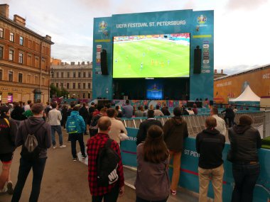 13 Haziran 2021, Konyushennaya Meydanı, St. Petersburg, Rusya Federasyonu: 2021 UEFA Şampiyonası 'nın başlamasıyla, ve dün Danimarka' daki Kristian Eriksen 'in kalp krizinin şoku hafifledi