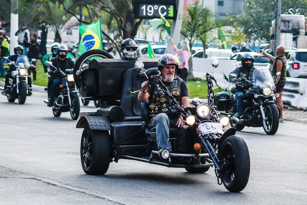 Motociclistas Marchan Favor Del Gobierno Bolsonaro Sao Paulo Junio 2021 —  Fotos de Stock