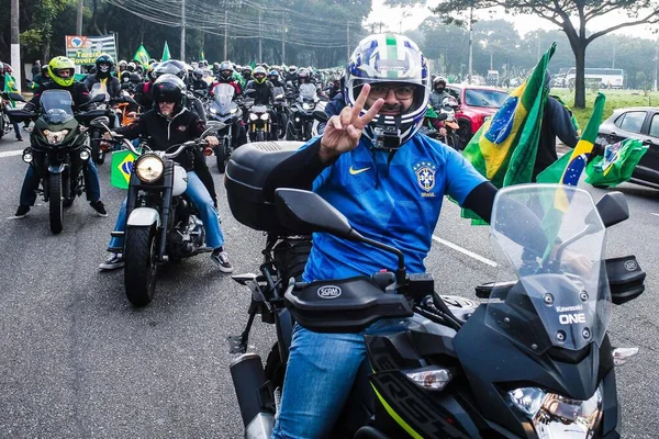 Motociclistas Marcham Favor Governo Bolsonaro São Paulo Junho 2021 São — Fotografia de Stock