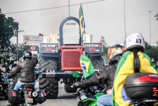Motociclisti Marciano Favore Del Governo Bolsonaro San Paolo Giugno 2021 — Foto Stock
