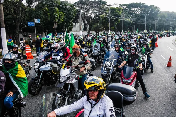 Motociclisti Marciano Favore Del Governo Bolsonaro San Paolo Giugno 2021 — Foto Stock