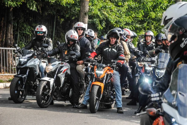 Les Motocyclistes Défilent Faveur Gouvernement Bolsonaro Sao Paulo Juin 2021 — Photo