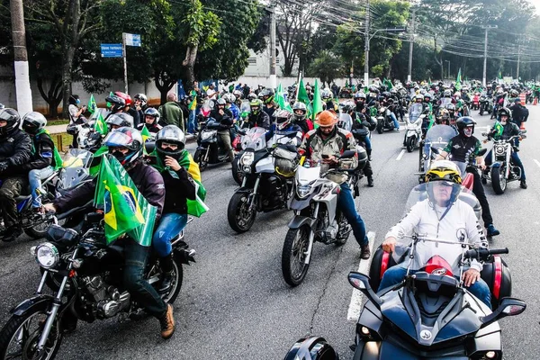 Motosikletçiler Sao Paulo Bolsonaro Hükümetinin Lehine Yürüyorlar Haziran 2021 Sao — Stok fotoğraf