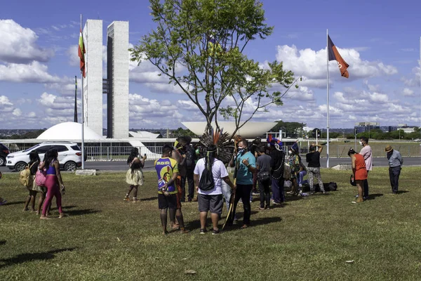 Urfolk Protesterar Esplanade Ministries Brasilia Juni 2021 Brasilia Förbundsdistriktet Brasilien — Stockfoto