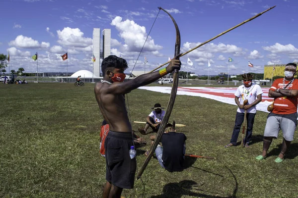 Urfolk Protesterar Esplanade Ministries Brasilia Juni 2021 Brasilia Förbundsdistriktet Brasilien — Stockfoto