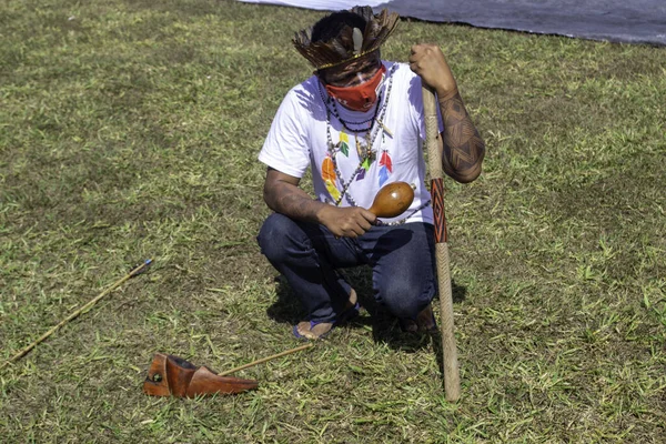 Les Peuples Autochtones Protestent Esplanade Des Ministères Brasilia Juin 2021 — Photo