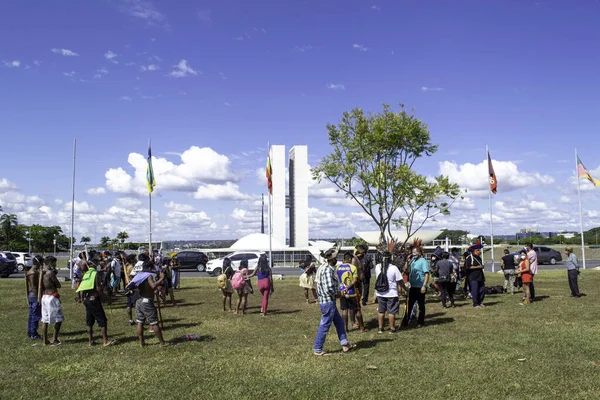 Urfolk Protesterar Esplanade Ministries Brasilia Juni 2021 Brasilia Förbundsdistriktet Brasilien — Stockfoto