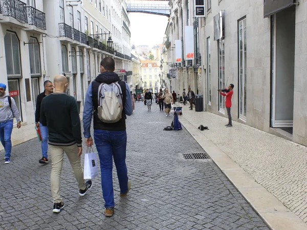 Mouvement Dans Région Baixa Chiado Qui Est Situé Sur Golfe — Photo