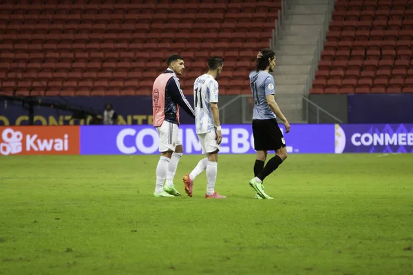아메리카 스페인어 Copa America 아르헨티나와 우루과이 브라질 브라질리아 아르헨티나와 우루과이간의 — 스톡 사진