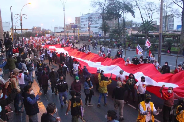 Wybory Prezydenckie Peru Czerwca 2021 Lima Peru Zwolennicy Pedro Castillo — Zdjęcie stockowe