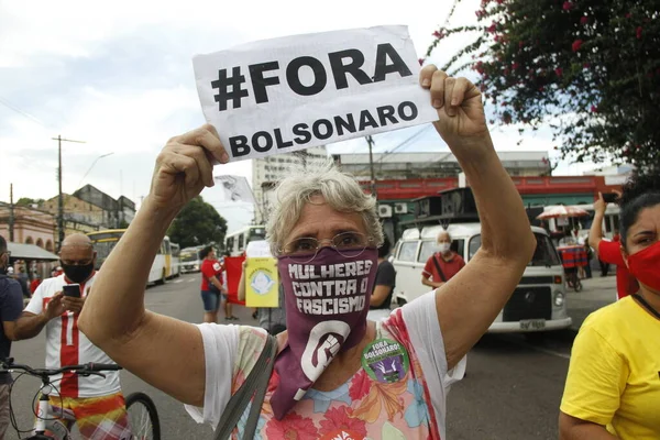 Tiltakozom Manausban Bolsonaro Elnök Kormánya Ellen 2021 Június Manaus Brazília — Stock Fotó