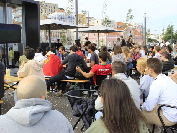 Les Fans Regardent Match Entre Portugal Allemagne Pour Euro Sur — Photo