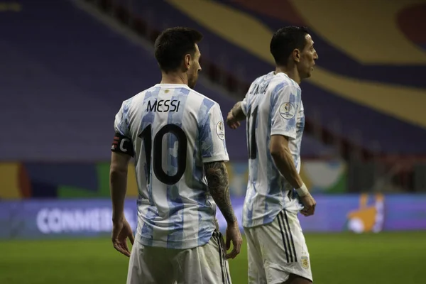 아메리카 아르헨티나와 파라과이 브라질 브라질리아 2021 아르헨티나와 파라과이간의 경기에서 리오넬 — 스톡 사진