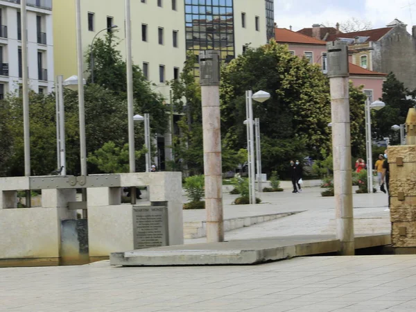 Κίνηση Στην Περιοχή Baixa Chiado Οποία Βρίσκεται Στον Κόλπο Μεταξύ — Φωτογραφία Αρχείου