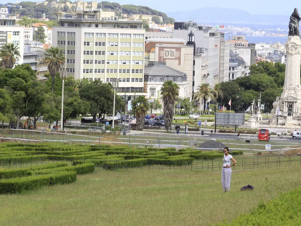 Lizbon Daki Eduardo Vii Parkında Hareketlilik Haziran 2021 Lizbon Portekiz — Stok fotoğraf