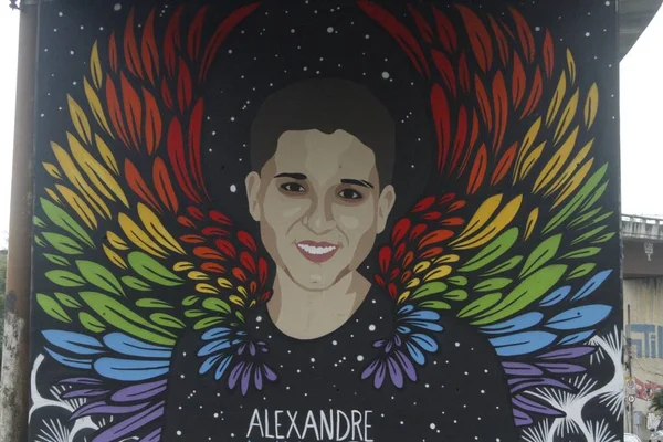 Graffiti Honor Teenager Alexandre Ivo Victim Homophobia June 2021 Rio Stock Image