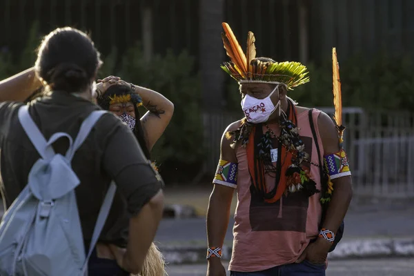 Протест Коренных Индейцев Земельные Права Бразилии Июня 2021 Года Бразилиа — стоковое фото