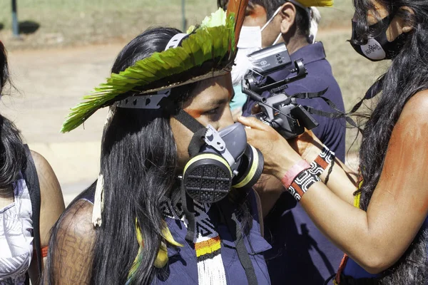 Protesta Indígena Brasilia Contra Proyecto Que Dificulta Demarcación Tierras Junio — Foto de Stock