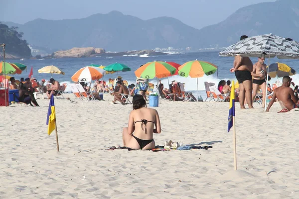 Cariocas Copacabana Beach Covid June 2021 Rio Janeiro Brazil Weather — Stock Photo, Image