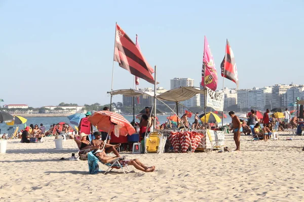 Zware Verplaatsing Van Mensen Copacabana Beach Midden Van Covid Juni — Stockfoto