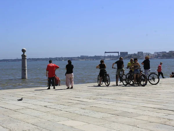 Movimiento Personas Cais Sodre Plaza Comercio Lisboa Junio 2021 Lisboa — Foto de Stock