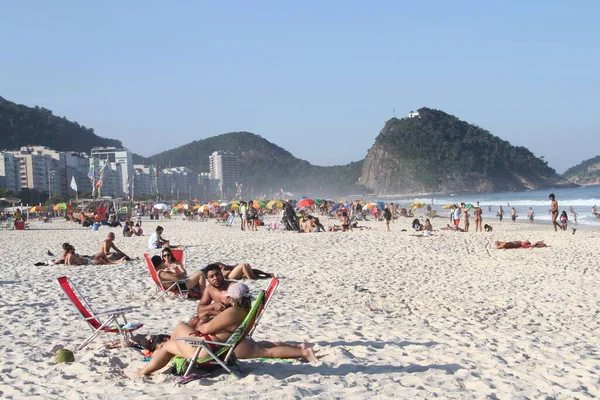 Cariocas Copacabana Beach Közepette Covid 2021 Június Rio Janeiro Brazília — Stock Fotó