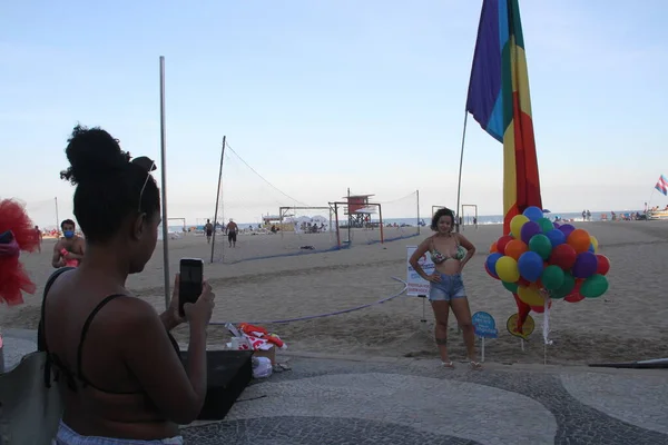 Pride Maand Gevierd Een Low Key Copacabana Strand Juni 2021 — Stockfoto