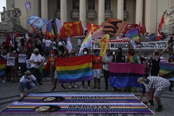 Grupos Lgbtia Protestam Contra Governo Presidente Jair Bolsonaro Rio Janeiro — Fotografia de Stock