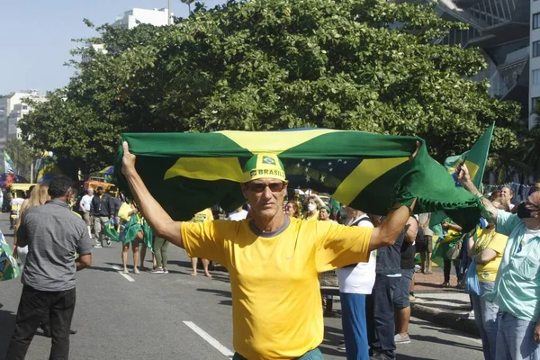 支持热拉尔 博尔索纳罗总统在里约热内卢的政府的抗议活动 2021年6月27日 巴西里约热内卢 27日 — 图库照片