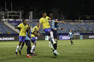  Copa America: Brezilya ve Ekvador. 27 Haziran 2021, Goiania, Brezilya: Brezilya ile Ekvador arasındaki futbol maçı, Copa America 'nın B Grubu için geçerli, 27 Pazar gecesi Goiania' daki Pedro Ludovico Teixeira Olimpiyat Stadyumu 'nda yapıldı.)