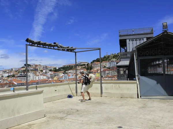 Τουριστική Κίνηση Στην Santa Justa Ανελκυστήρας Και Περιβάλλον Στη Λισαβόνα — Φωτογραφία Αρχείου