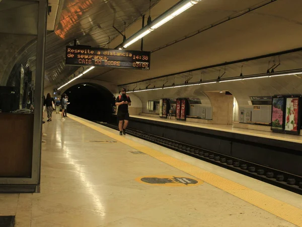 Circulation Des Passagers Dans Les Transports Publics Lisbonne Juin 2021 — Photo