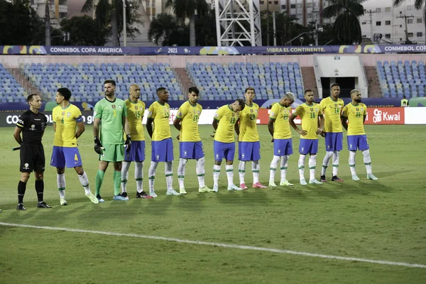 Copa America Brazylia Ekwador Czerwca 2021 Goiania Brazylia Mecz Piłki — Zdjęcie stockowe